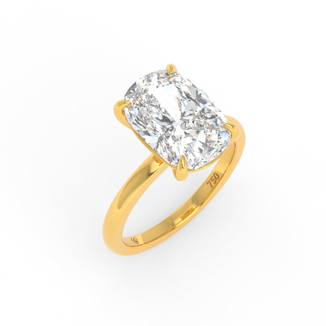 Noémie Solitaire Cushion Cut With Diamond Engagement Ring