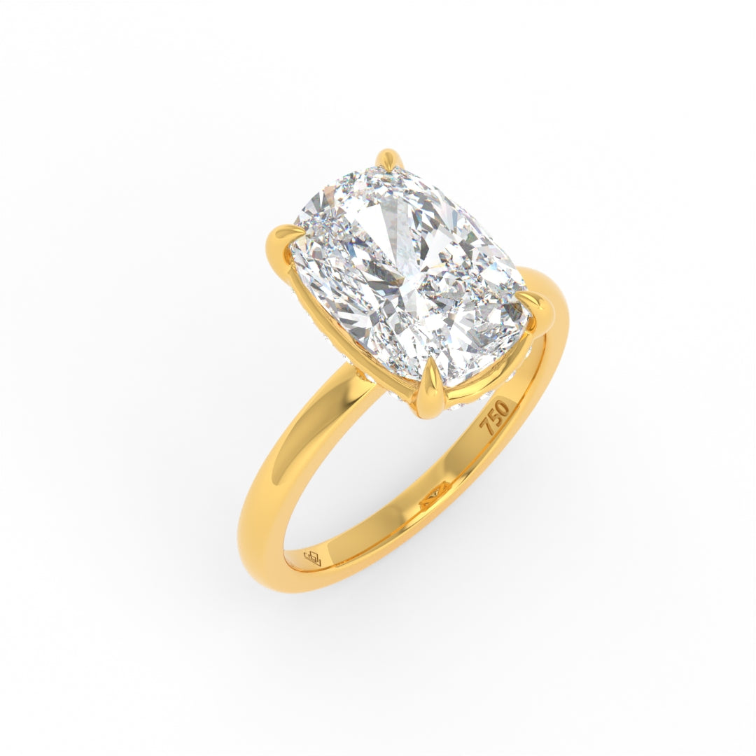 Léa Cushion Cut Diamond With Hidden Halo Engagement Ring