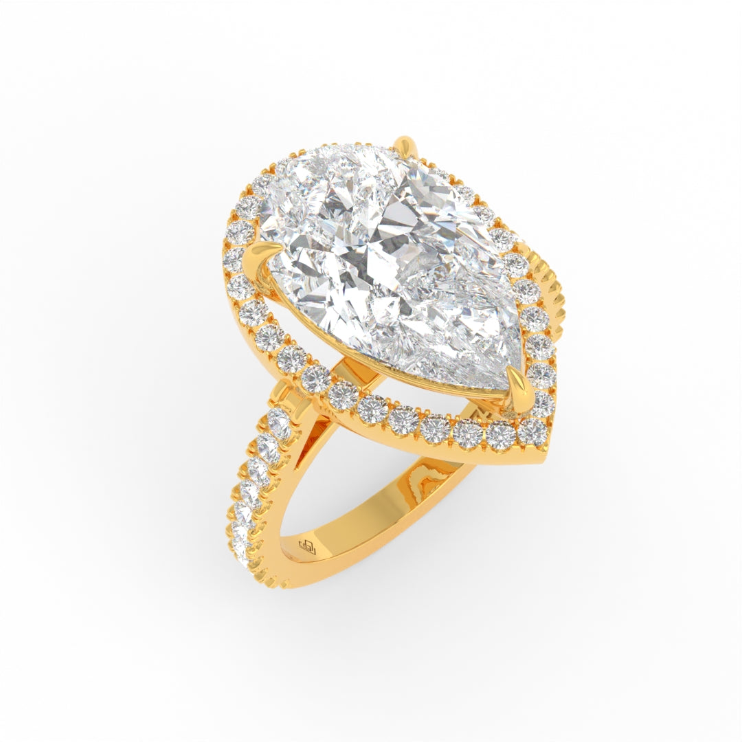 Bella Pear Cut Diamond Engagement Ring with Diamond Halo & Diamond Band