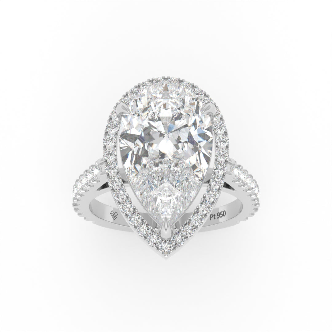 Bella Pear Cut Diamond Engagement Ring with Diamond Halo & Diamond Band