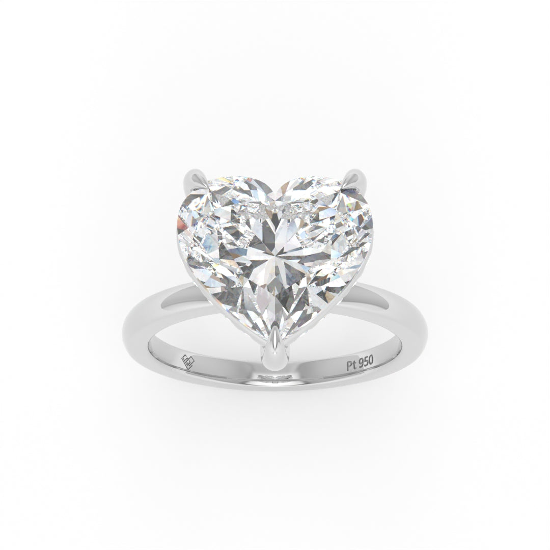 Bague de fiançailles Léa en diamant taille cœur avec halo caché