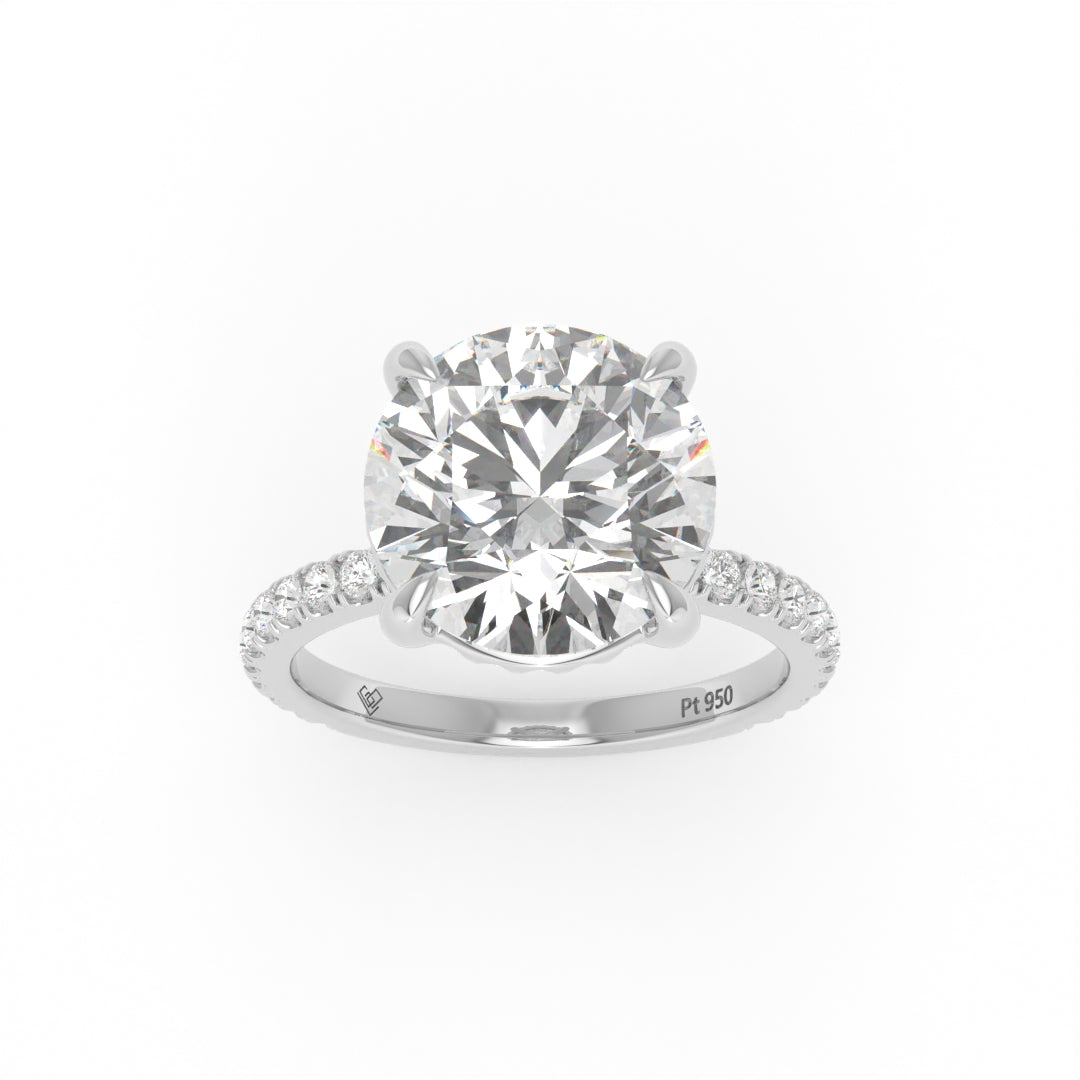 Chloé Round Cut Diamond Engagement Ring with Diamond Hidden Halo and Diamond Band