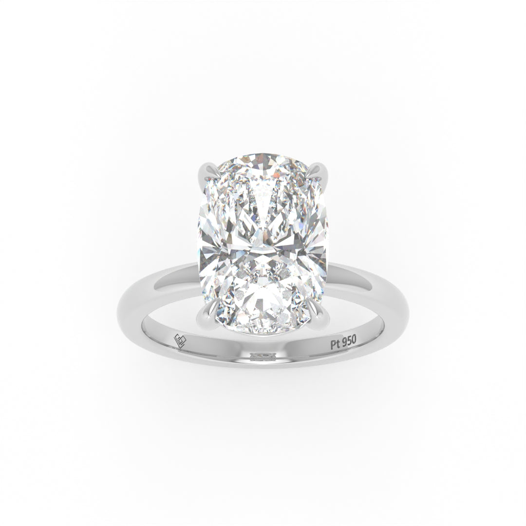 Noémie Solitaire Cushion Cut With Diamond Engagement Ring