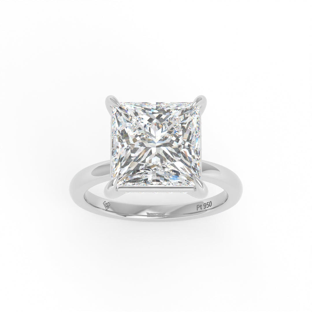 Léa Princess Cut Diamond With Hidden Halo Engagement Ring