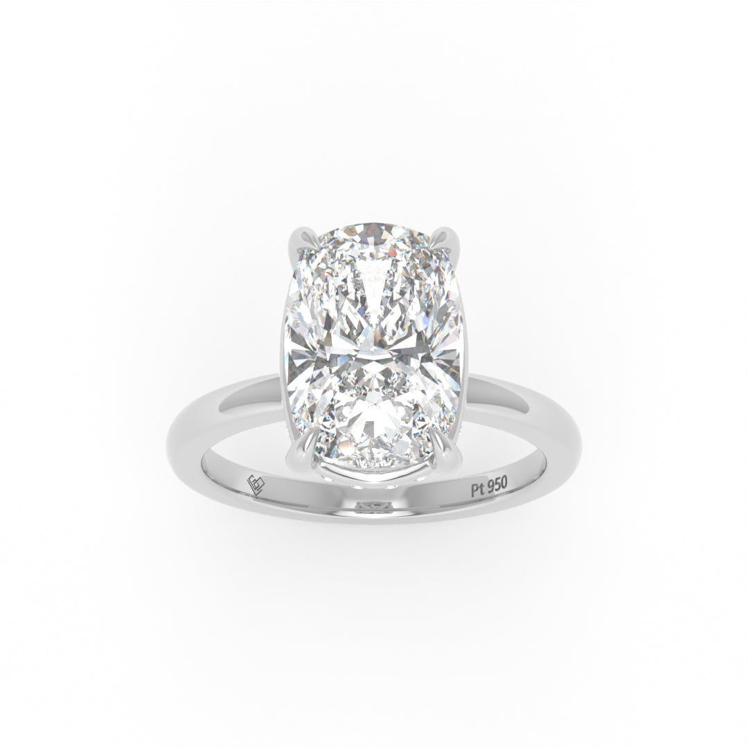 Léa Cushion Cut Diamond With Hidden Halo Engagement Ring