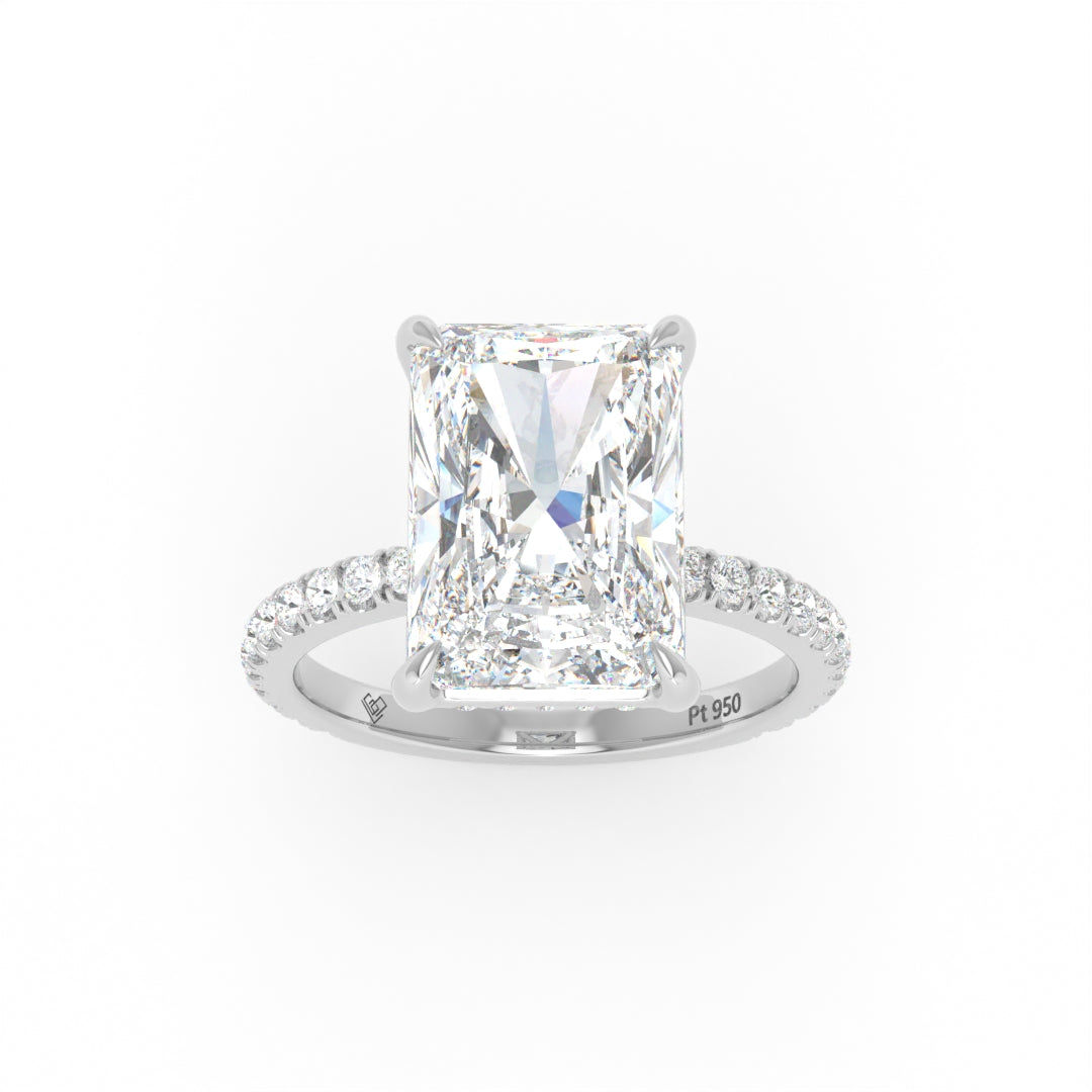 Chloé Radiant Cut Diamond Engagement Ring with Diamond Hidden Halo and Diamond Band