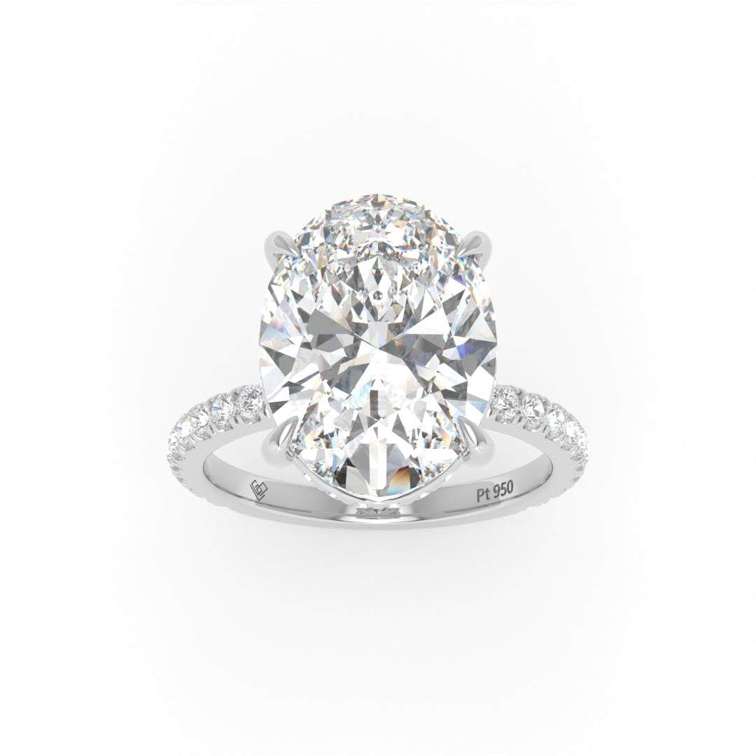 Chloé Oval Cut Diamond Engagement Ring with Diamond Hidden Halo and Diamond Band