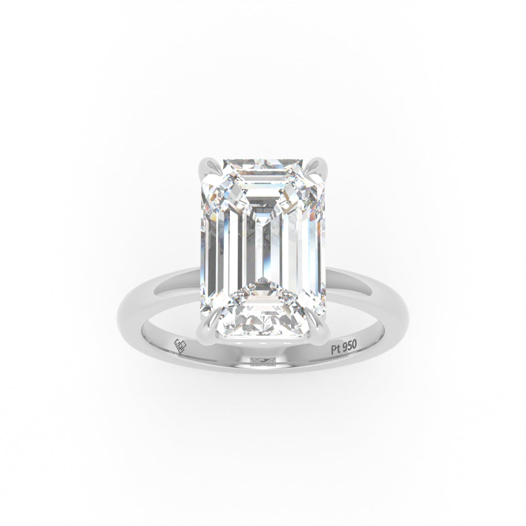 Léa Emerald Cut Diamond With Hidden Halo Engagement Ring