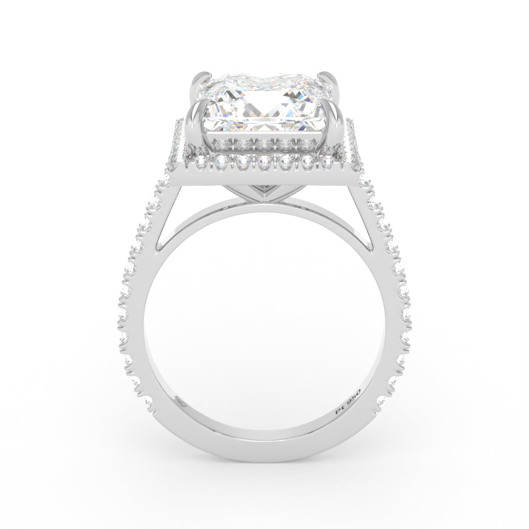 Bella Princess Cut Diamond Engagement Ring with Diamond Halo & Diamond Band