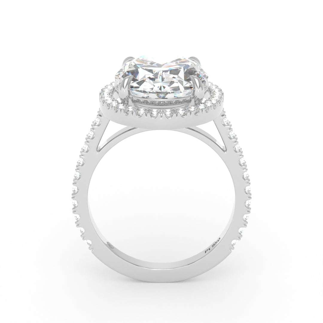 Bella Oval Cut Diamond Engagement Ring with Diamond Halo & Diamond Band