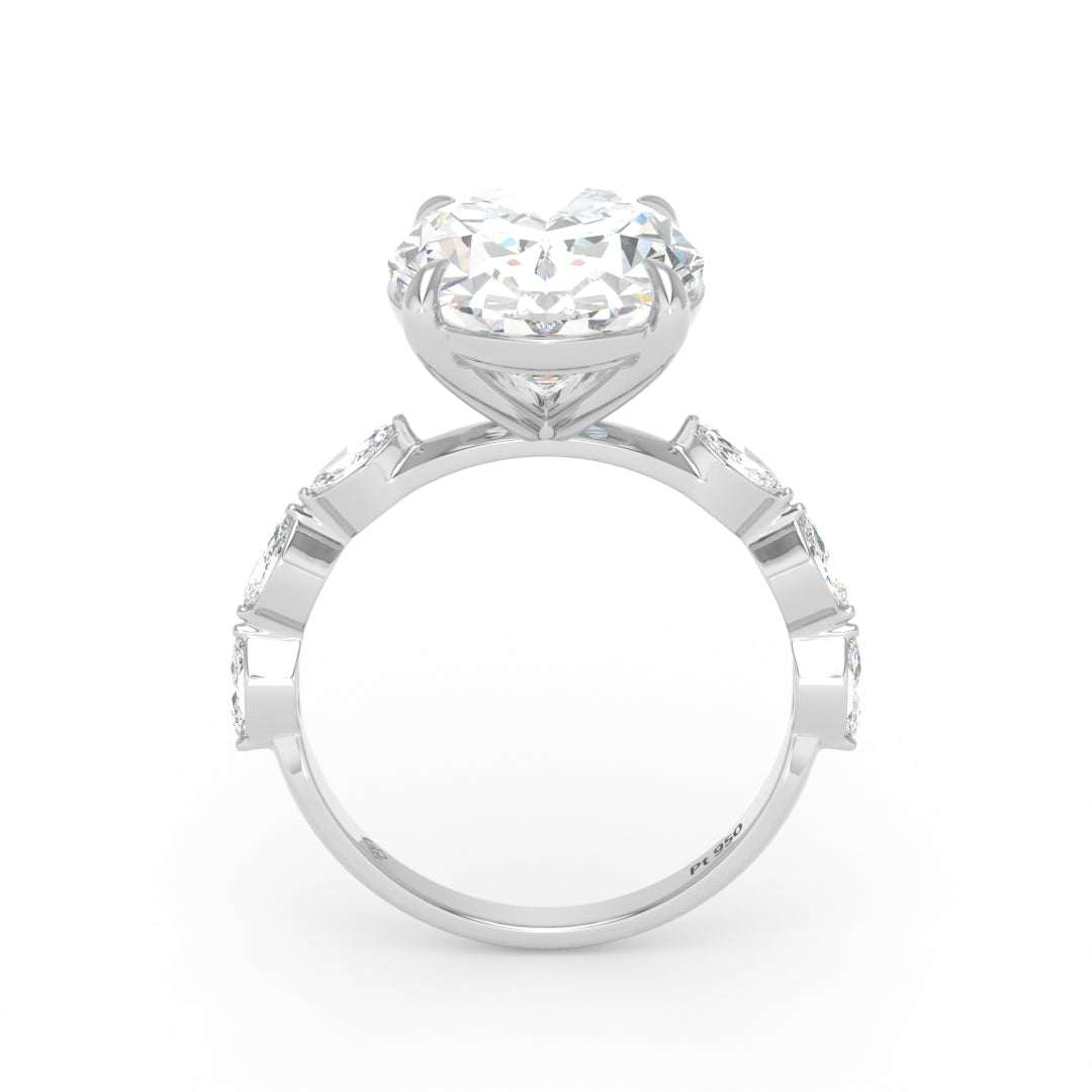 Kasandra Oval Cut Diamond Engagement Ring With A Marquise Cut Diamond Band