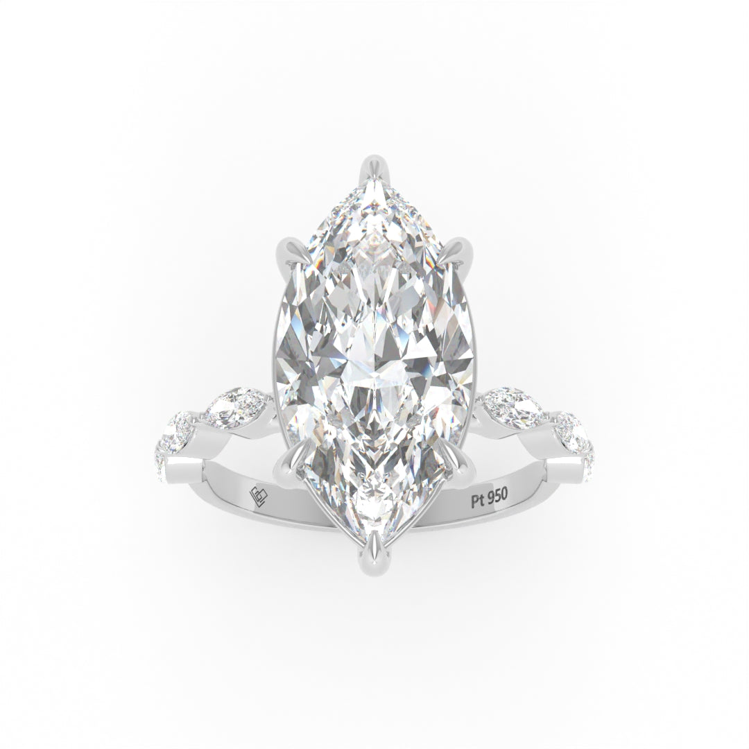 Kasandra Marquise Cut Diamond Engagement Ring With A Marquise Cut Diamond Band