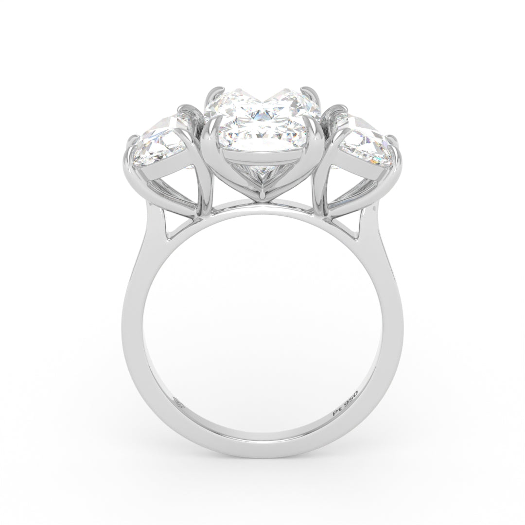 Kamala Cushion Cut Diamond Engagement Ring with Half Moon Cut Side Diamonds