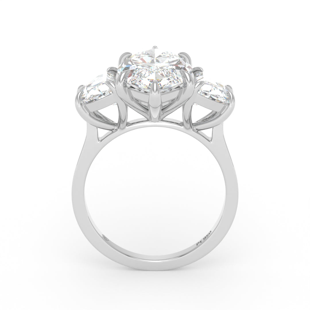 Kamala Marquise Cut Diamond Enagement Ring with Half Moon Cut Side Diamonds
