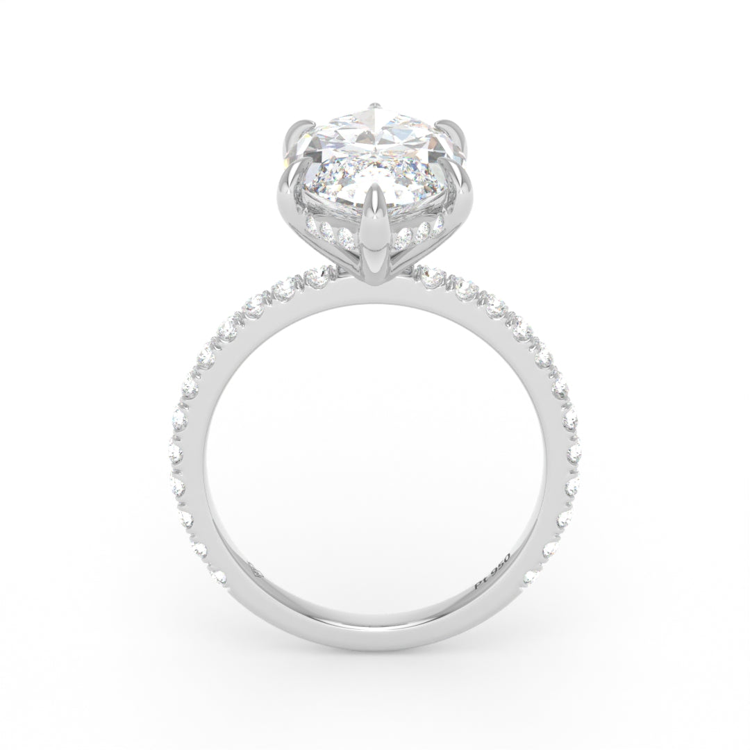Chloé Marquise Cut Diamond Engagement Ring with Diamond Hidden Halo and Diamond Band