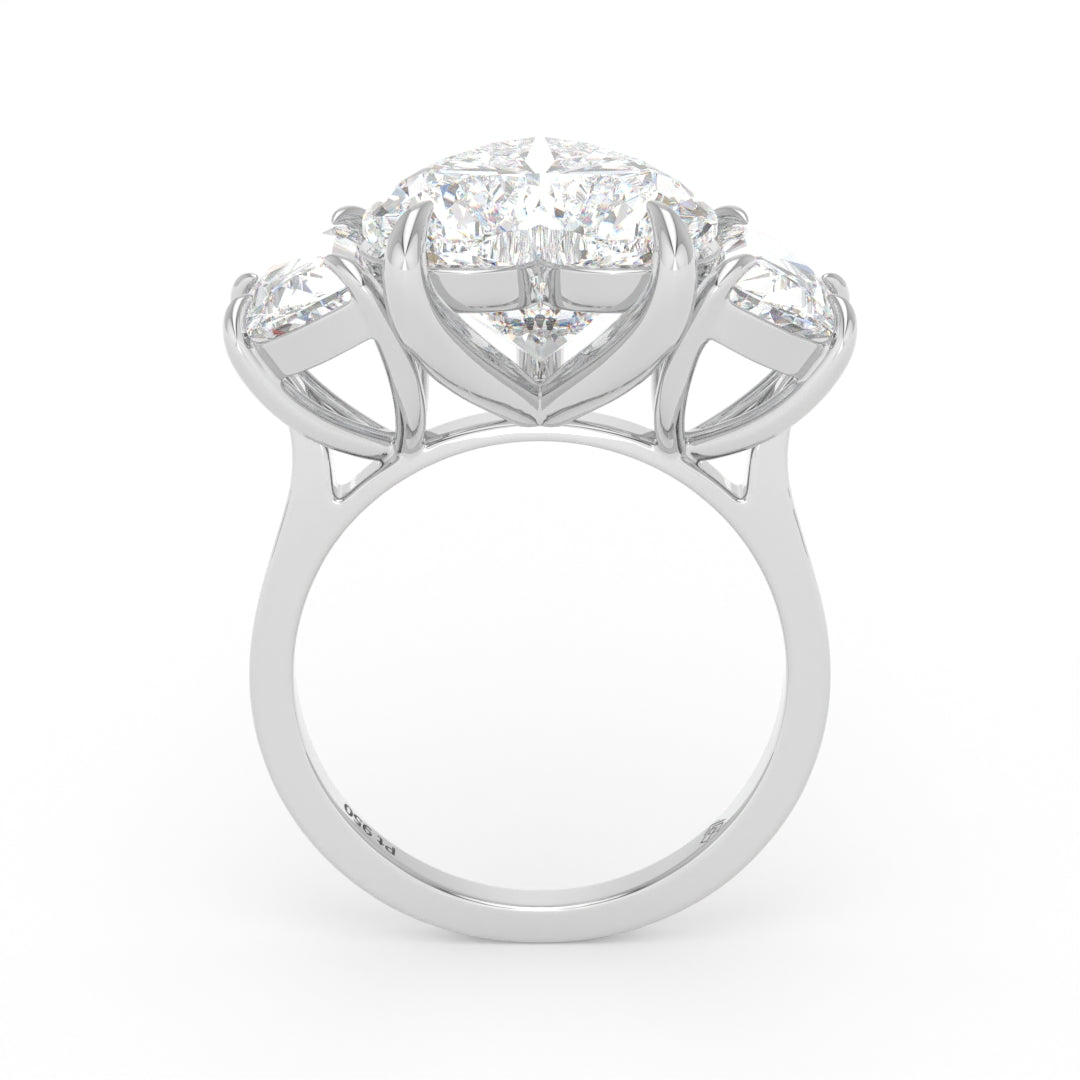 Kamala Heart Cut Diamond Engagement Ring with Half Moon Cut Side Diamonds