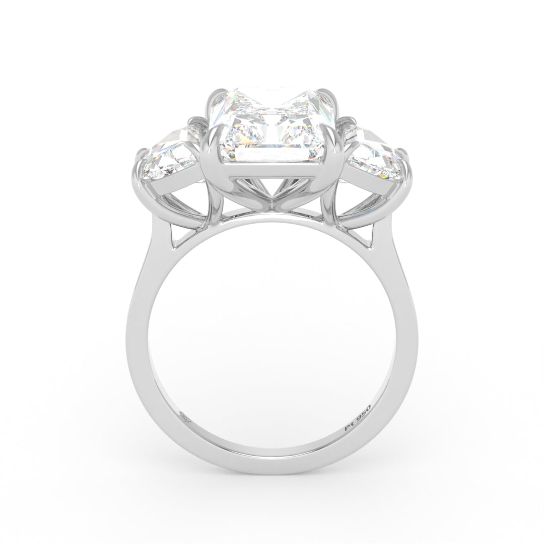 Kamala Radiant Cut Diamond Engagement Ring With Half Moon Cut Side Diamond