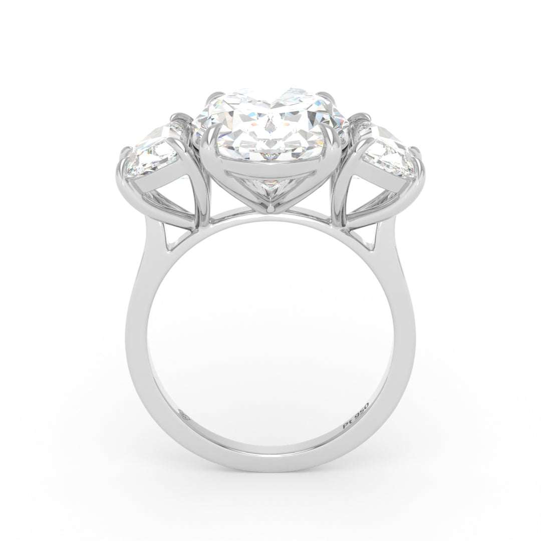 Kamala Oval Cut Diamond Engagement Ring with Half Moon Cut Side Diamonds