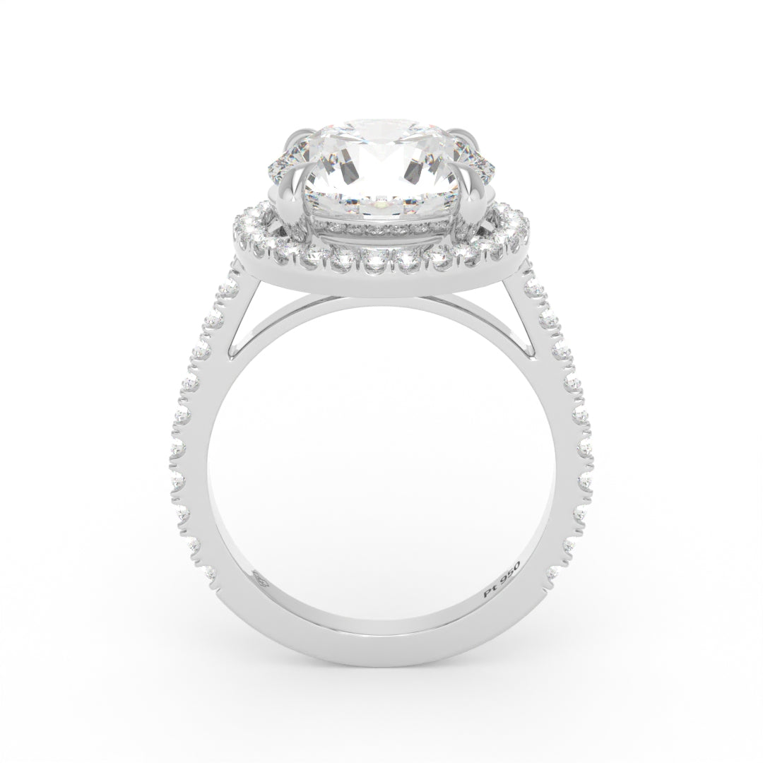 Bella Round Cut Diamond Engagement Ring with Diamond Halo & Diamond Band