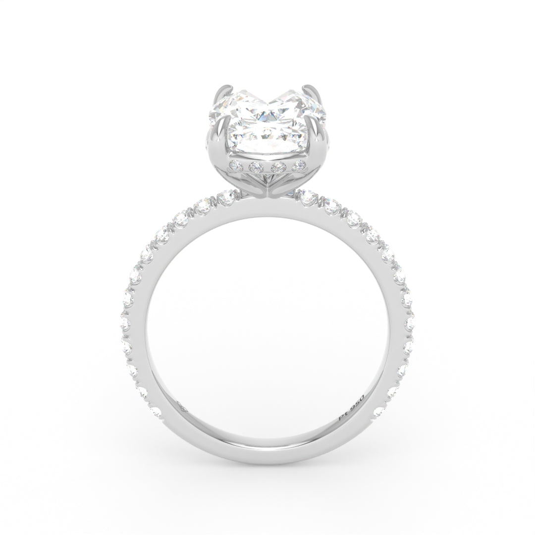 Chloé Cushion Cut Diamond Engagement Ring with Diamond Hidden Halo and Diamond Band