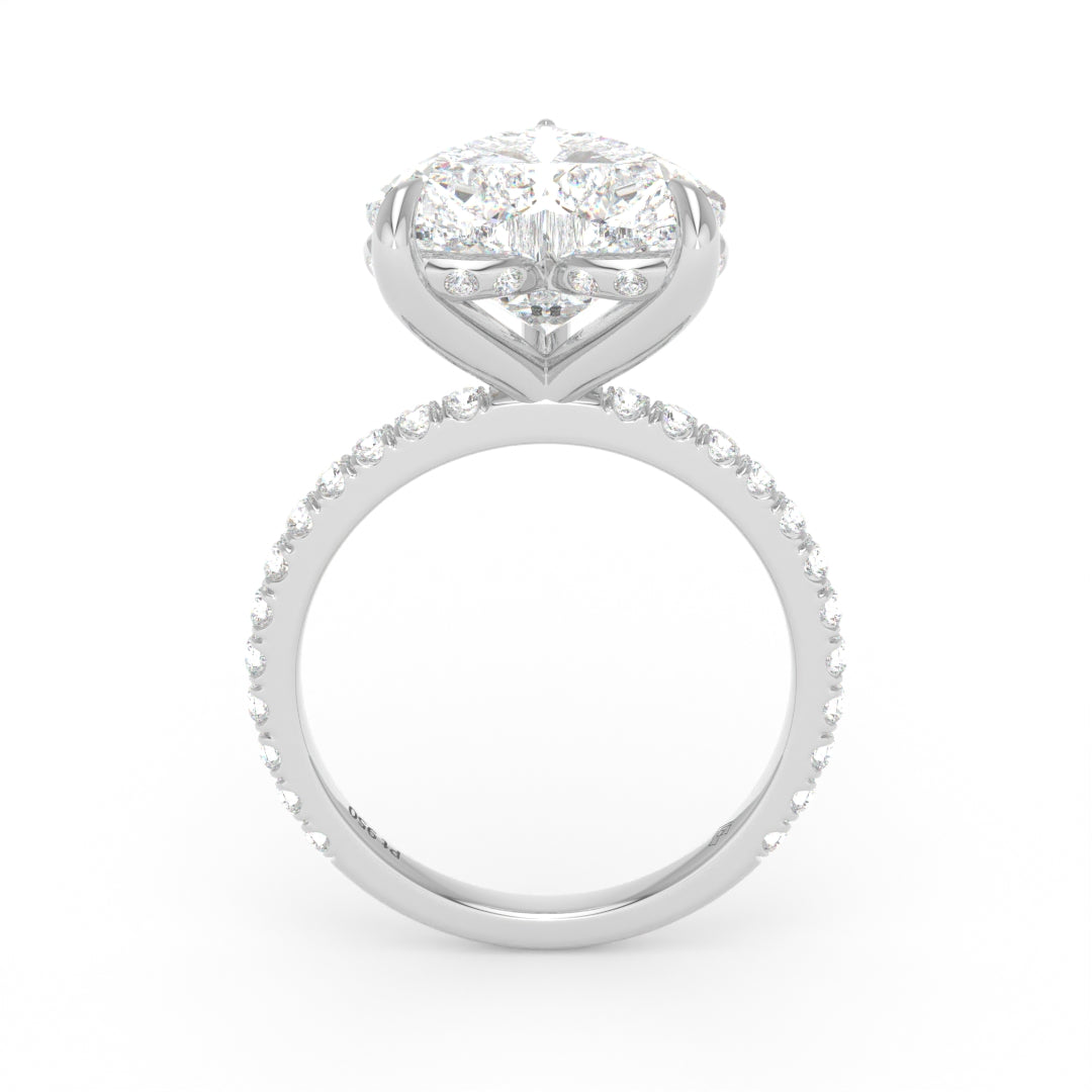Chloé Heart Cut Diamond Engagement Ring with Diamond Hidden Halo and Diamond Band