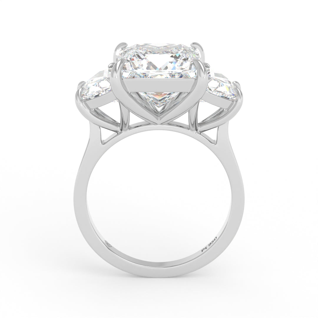 Kamala Princess Cut Diamond Engagement Ring with Half Moon Sides