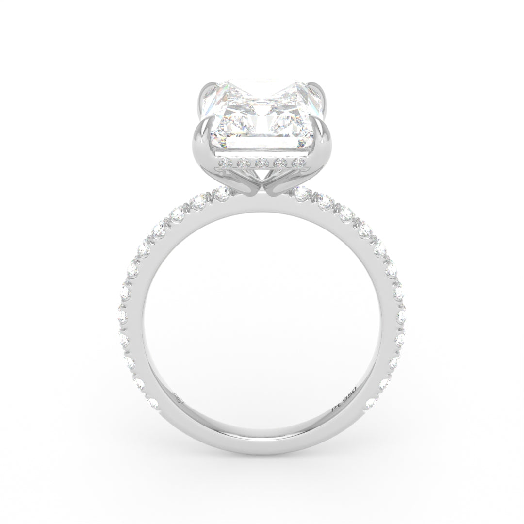 Chloé Radiant Cut Diamond Engagement Ring with Diamond Hidden Halo and Diamond Band