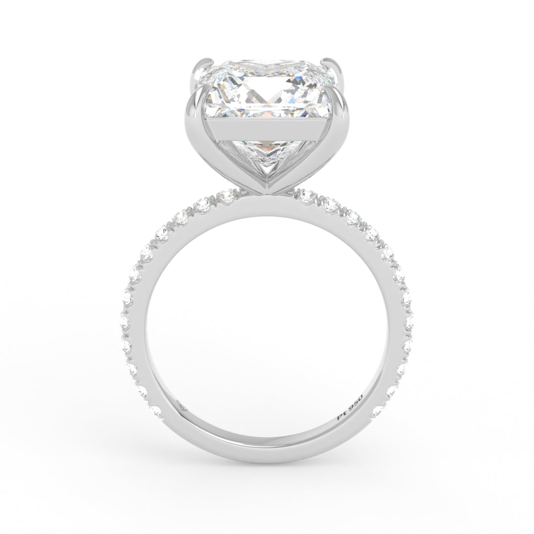 Princess cut lab grown diamond engagement ring with diamond band by Love Grown Diamonds