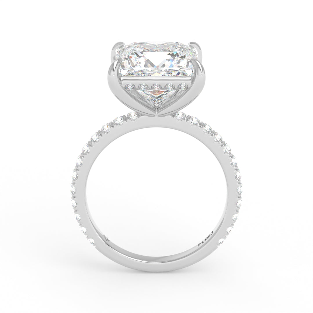 Chloé Princess Cut Diamond Engagement Ring with Diamond Hidden Halo and Diamond Band