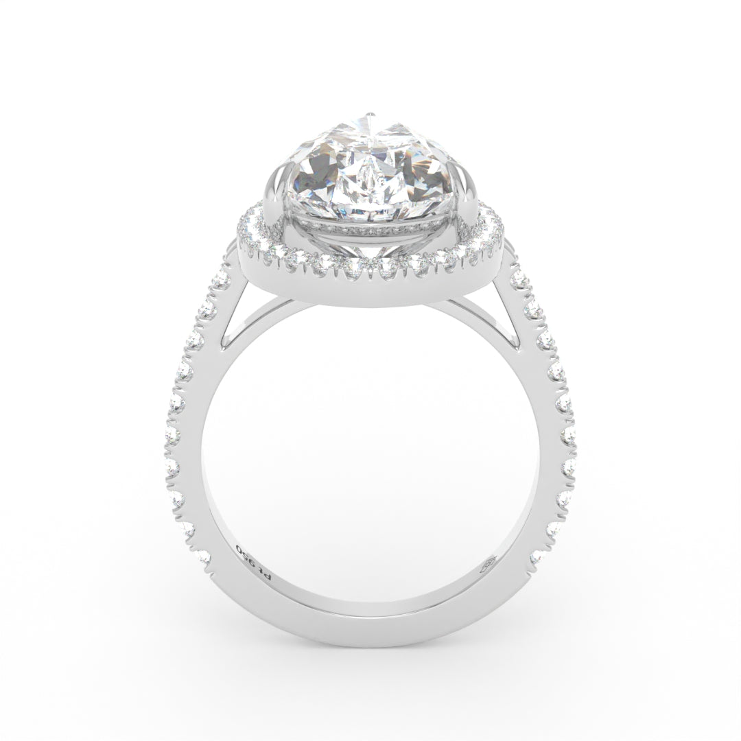 Bella Pear Cut Diamond Engagement Ring with Diamond Halo & Diamond Band