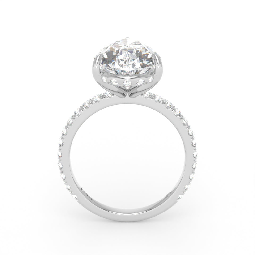 Chloé Pear Cut Diamond Engagement Ring with Diamond Hidden Halo and Diamond Band