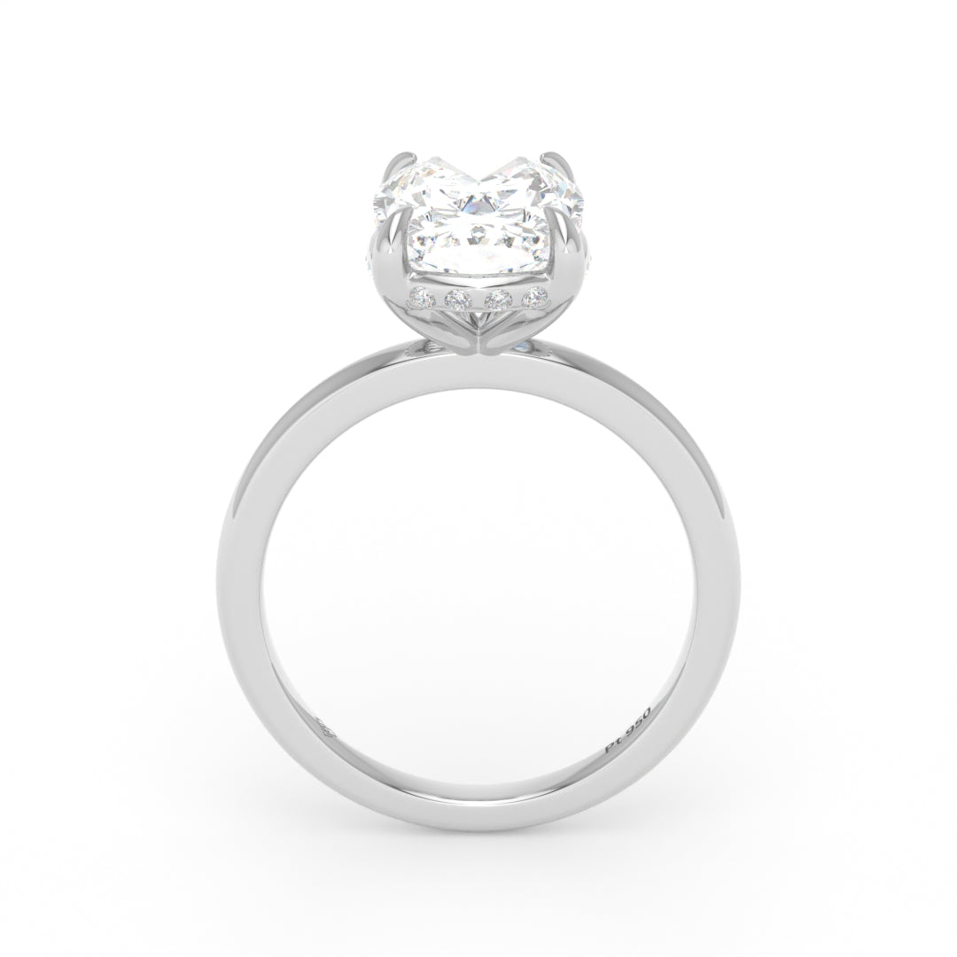 Léa Cushion Cut Diamond With Hidden Halo Engagement Ring
