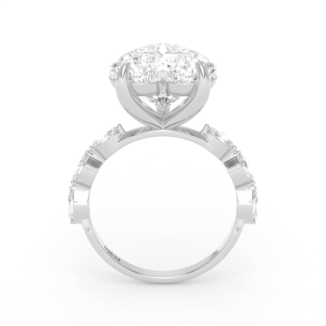 Kasandra Heart Cut Diamond Engagement RIng With A Marquise Cut Diamond Band