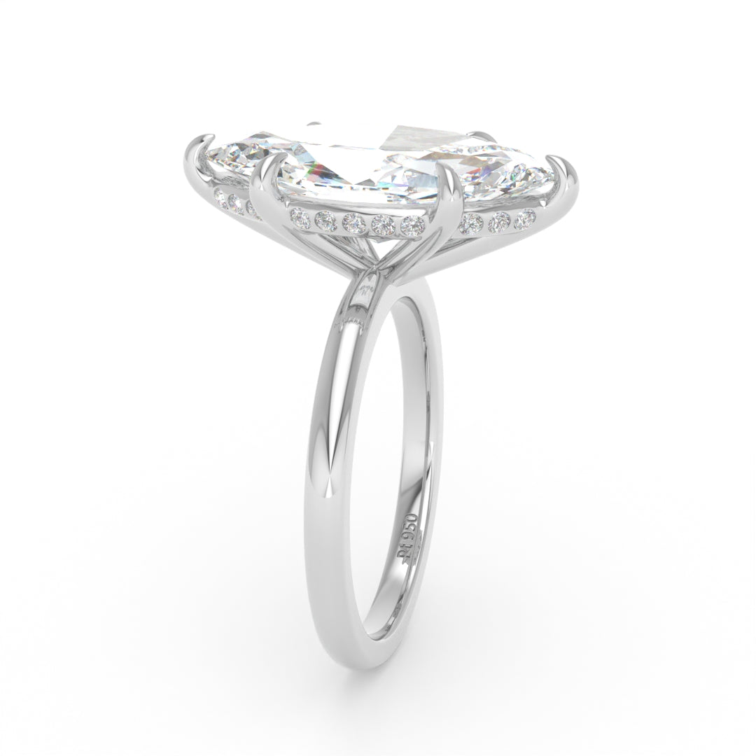 Léa Marquise Cut Diamond With Hidden Halo Engagement Ring