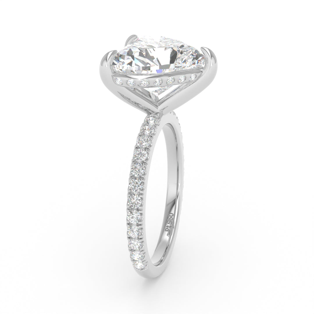 Chloé Heart Cut Diamond Engagement Ring with Diamond Hidden Halo and Diamond Band