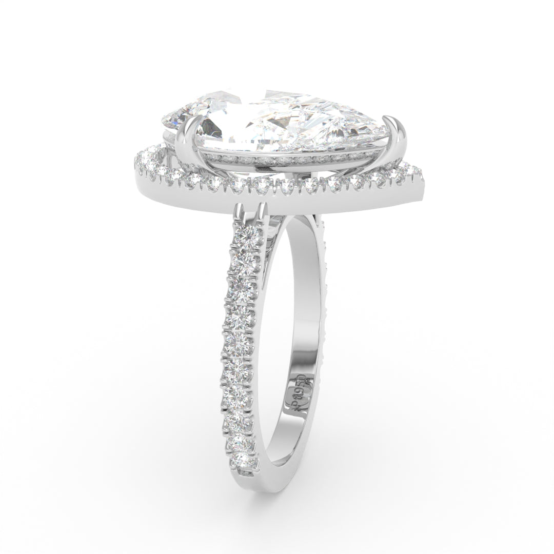Bella Pear Cut Diamond Engagement Ring with Diamond Halo & Diamond Band