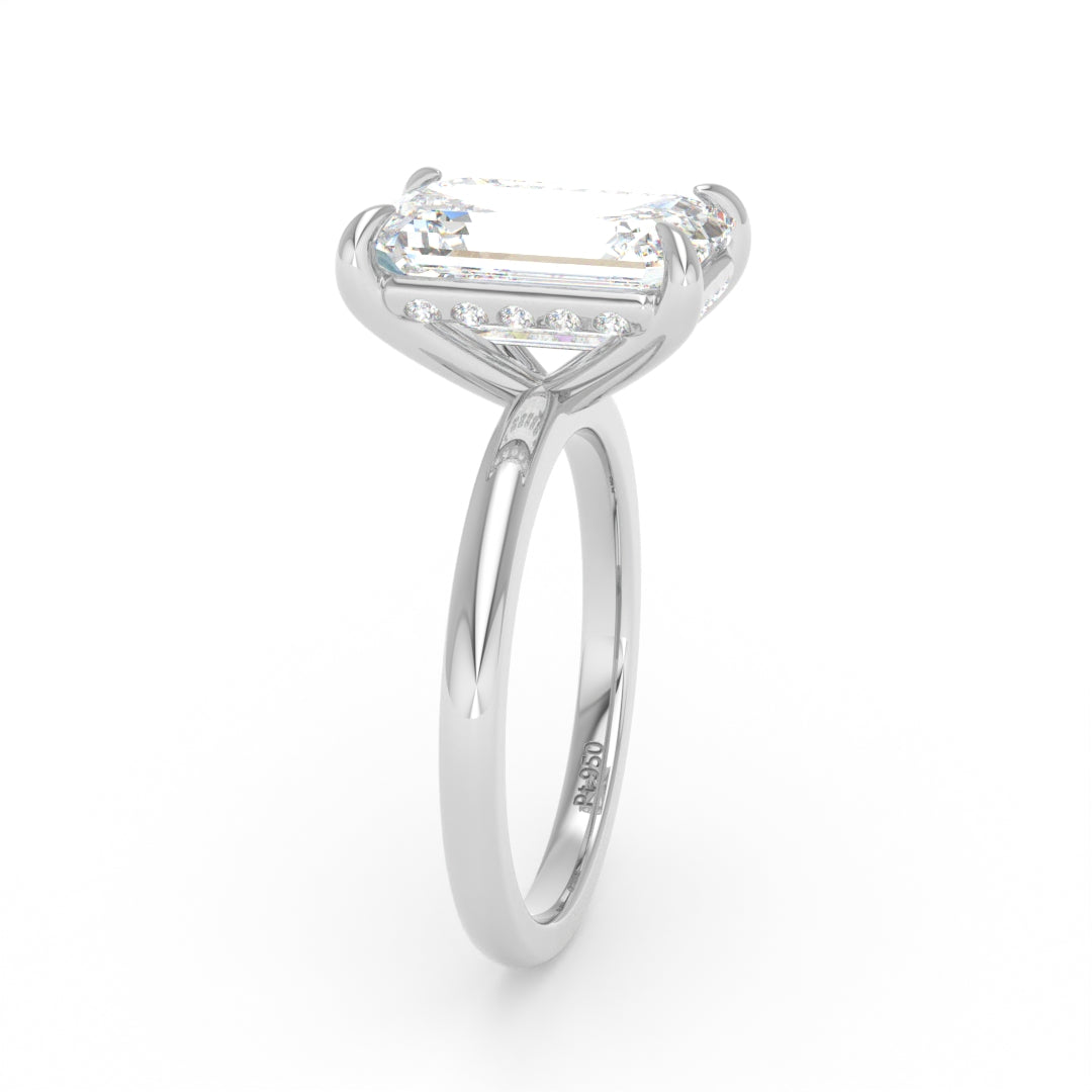 Léa Emerald Cut Diamond With Hidden Halo Engagement Ring