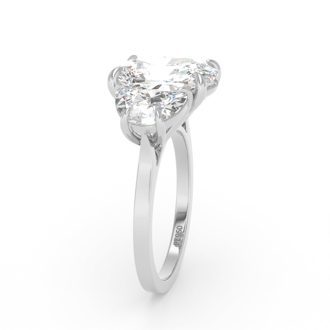 Kamala Cushion Cut Diamond Engagement Ring with Half Moon Cut Side Diamonds