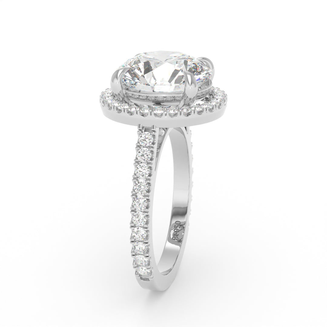 Bella Round Cut Diamond Engagement Ring with Diamond Halo & Diamond Band