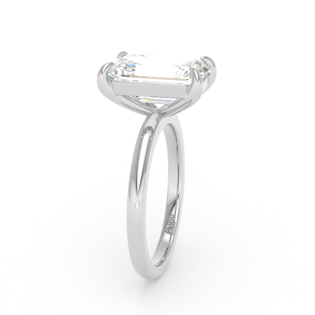 Noémie Solitaire Emerald Cut With Diamond Engagement Ring