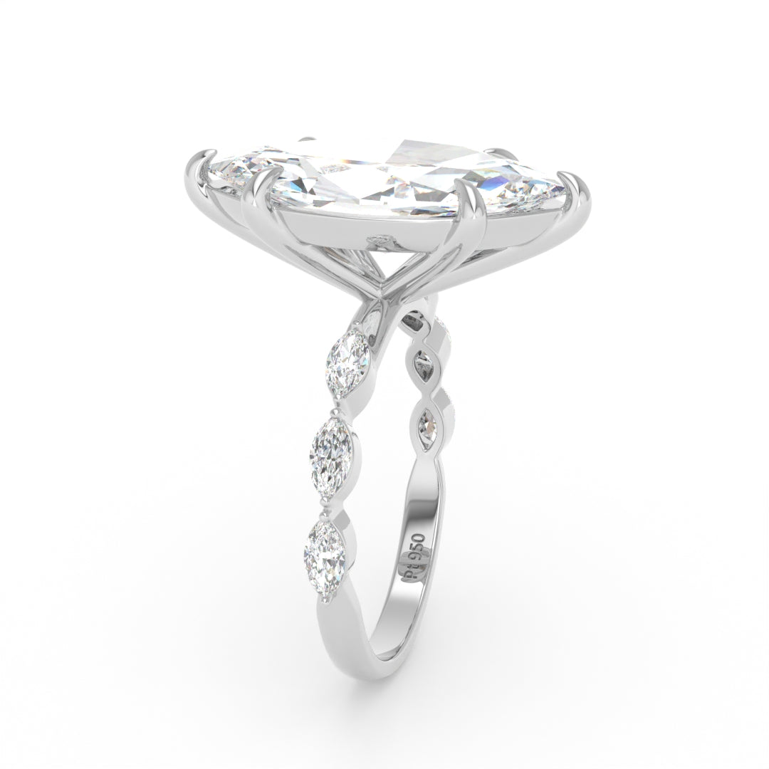 Kasandra Marquise Cut Diamond Engagement Ring With A Marquise Cut Diamond Band