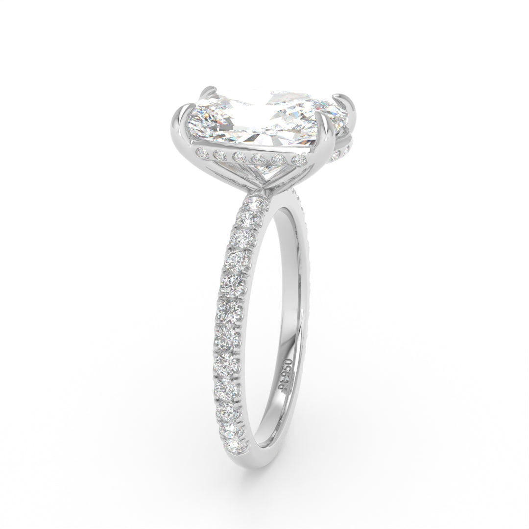 Chloé Cushion Cut Diamond Engagement Ring with Diamond Hidden Halo and Diamond Band