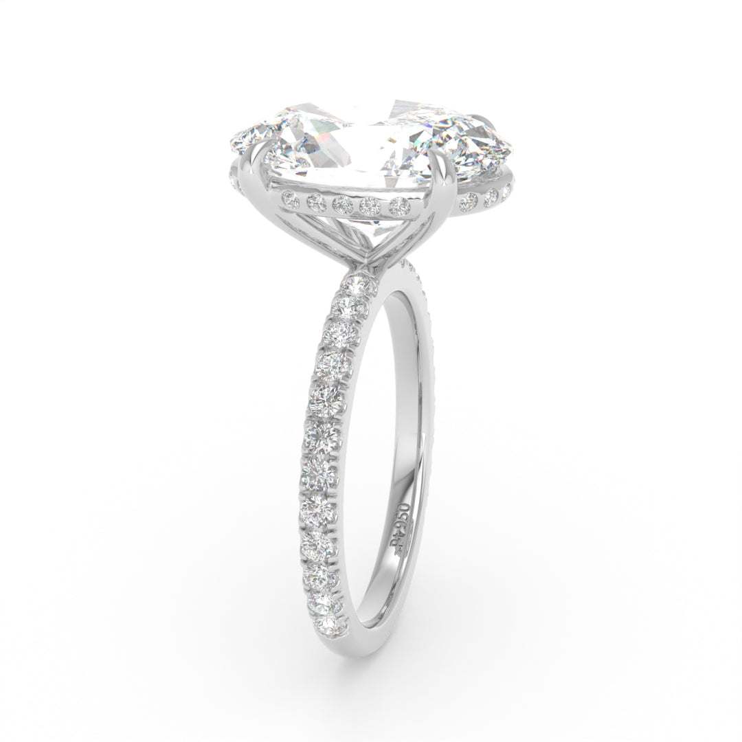 Chloé Oval Cut Diamond Engagement Ring with Diamond Hidden Halo and Diamond Band