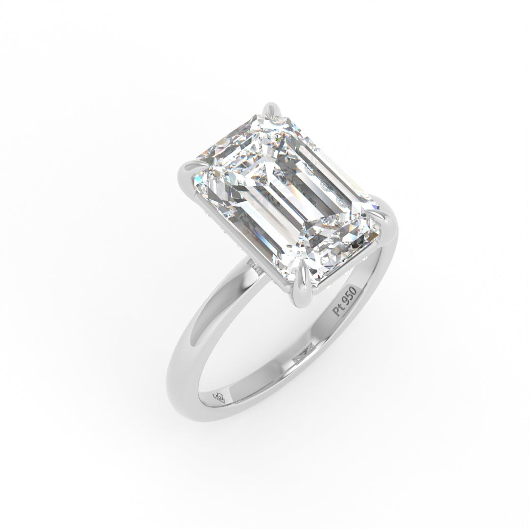 Léa Emerald Cut Diamond With Hidden Halo Engagement Ring