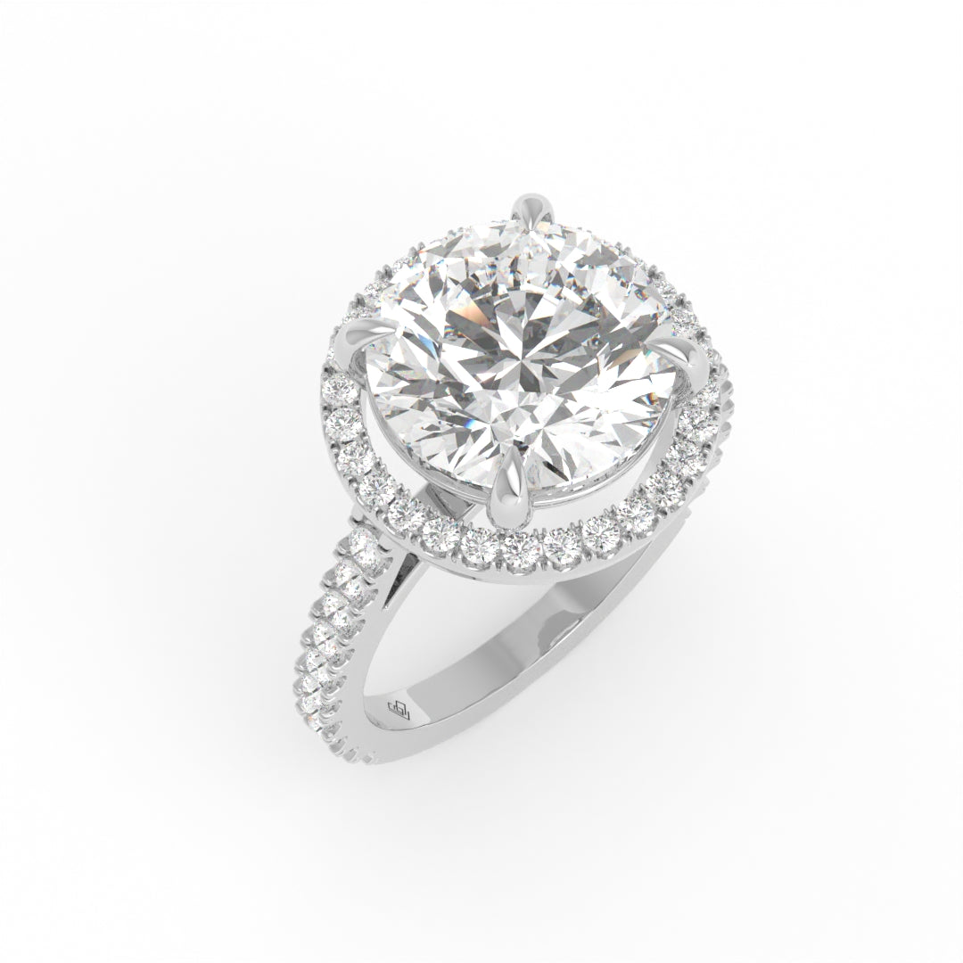 Bella Round Cut Diamond Engagement Ring with Diamond Halo & Diamond Band