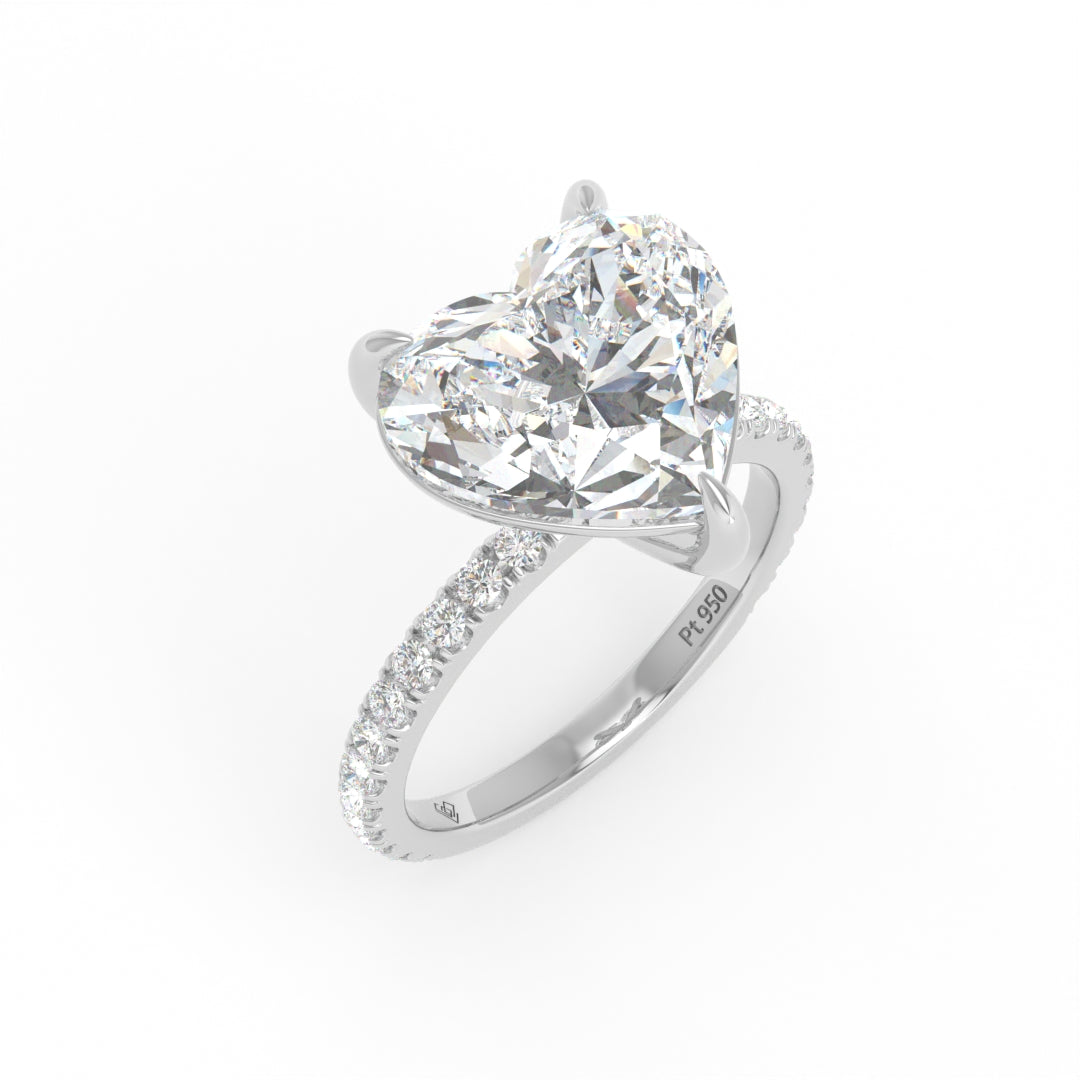 Abigail Heart With Diamond Band Engagement Ring