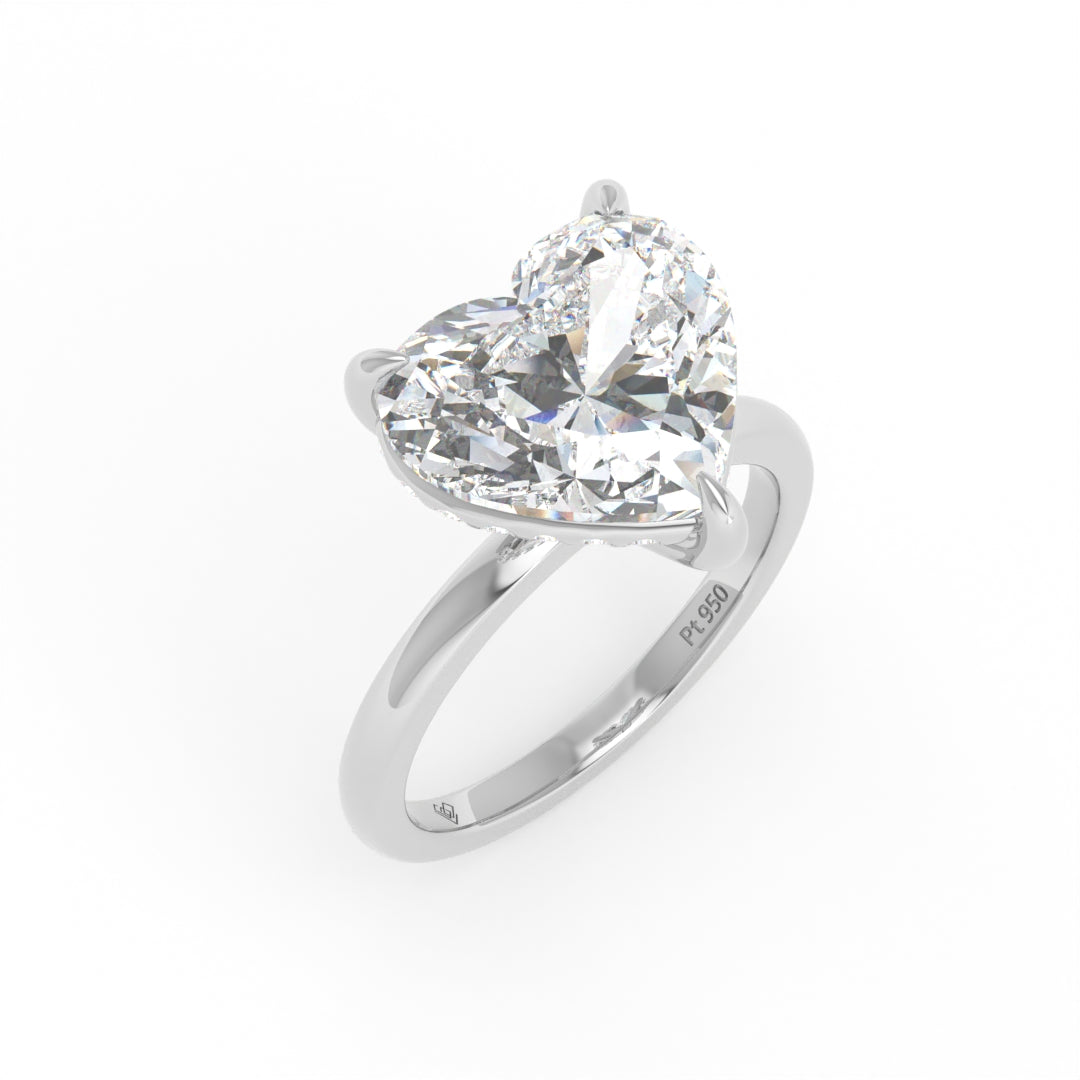 Bague de fiançailles Léa en diamant taille cœur avec halo caché