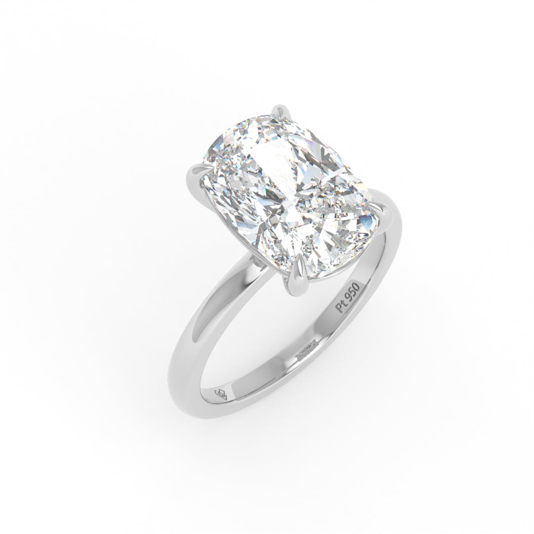 Noémie Solitaire Cushion Cut With Diamond Engagement Ring