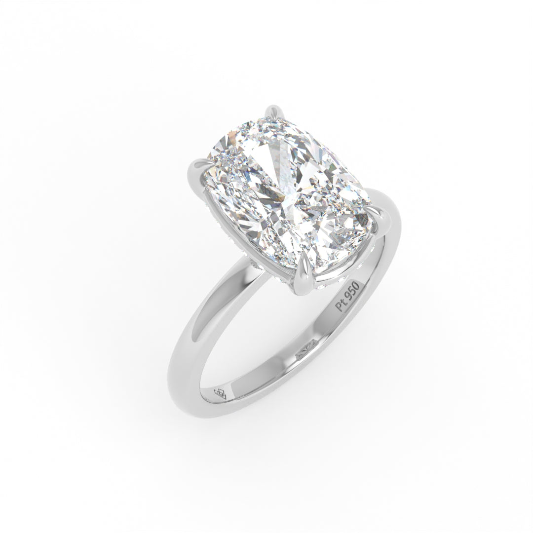 Léa Cushion Cut Diamond With Hidden Halo Engagement Ring