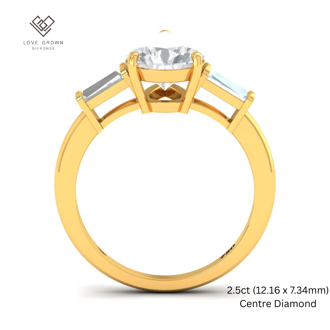 Mary Pear Cut Diamond Engagement Ring With Tapering Baguettes Cut Side Diamonds